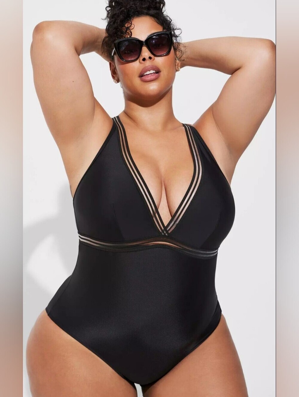 Torrid 3 Wireless Inset One Piece Black Swimsuit New w/ Tag Flattering Shaping